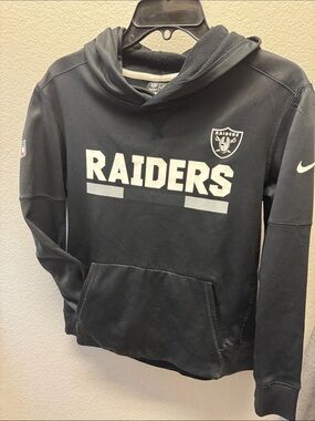 Nike Black Raiders Pullover Hoodie with White Logo
